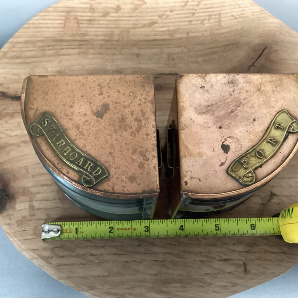 🟠 Vintage - Antique ? Copper Brass & Glass Crafted Nautical Boat Lanterns Rare - Picture 14 of 16